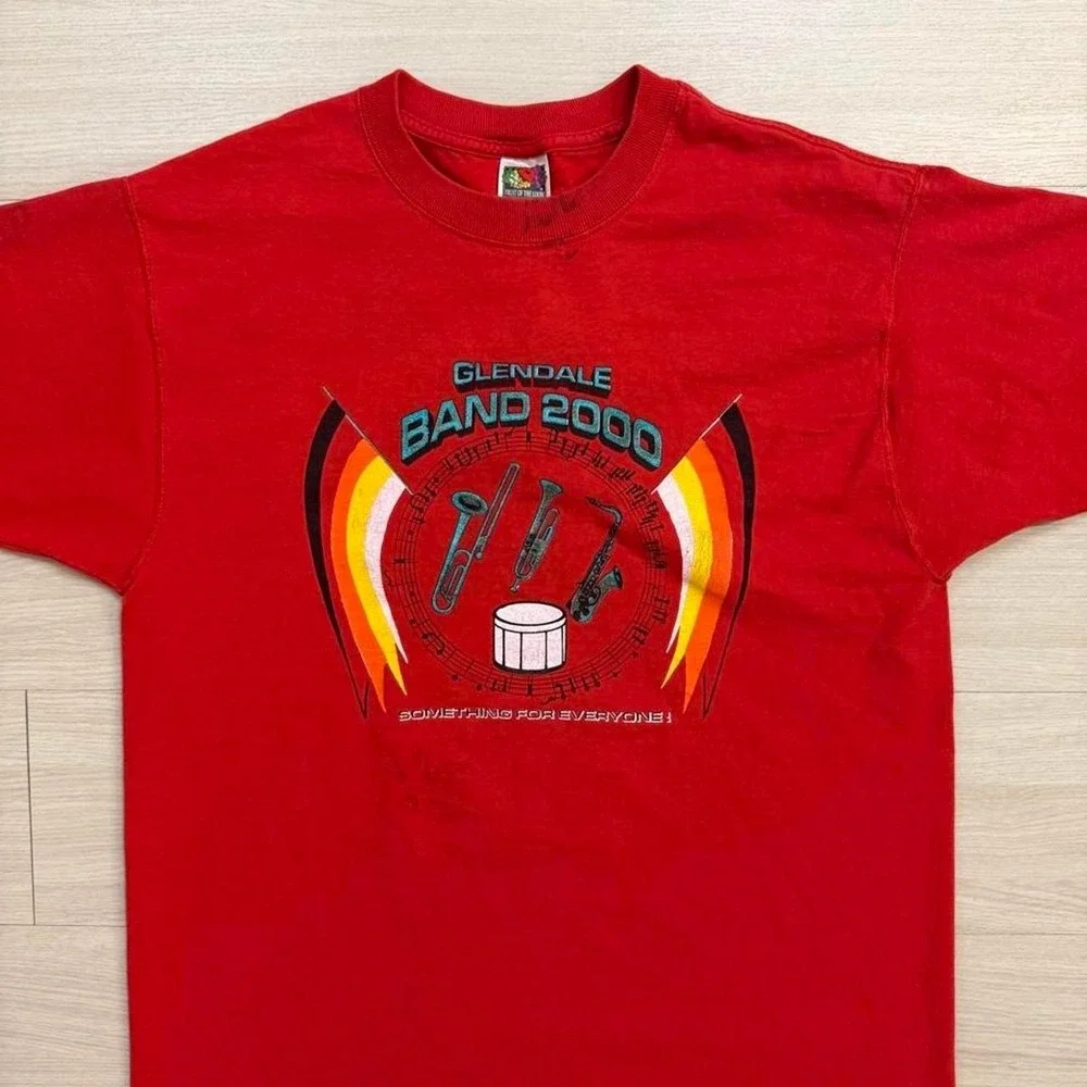 2000 Glendale Band Red Short Sleeve Shirt Mens Size Large Vintage Music